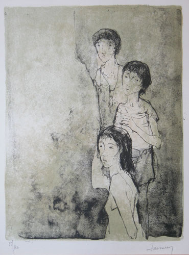 Appraisal: Three Children Jansem Jean French - lithograph printed in colors