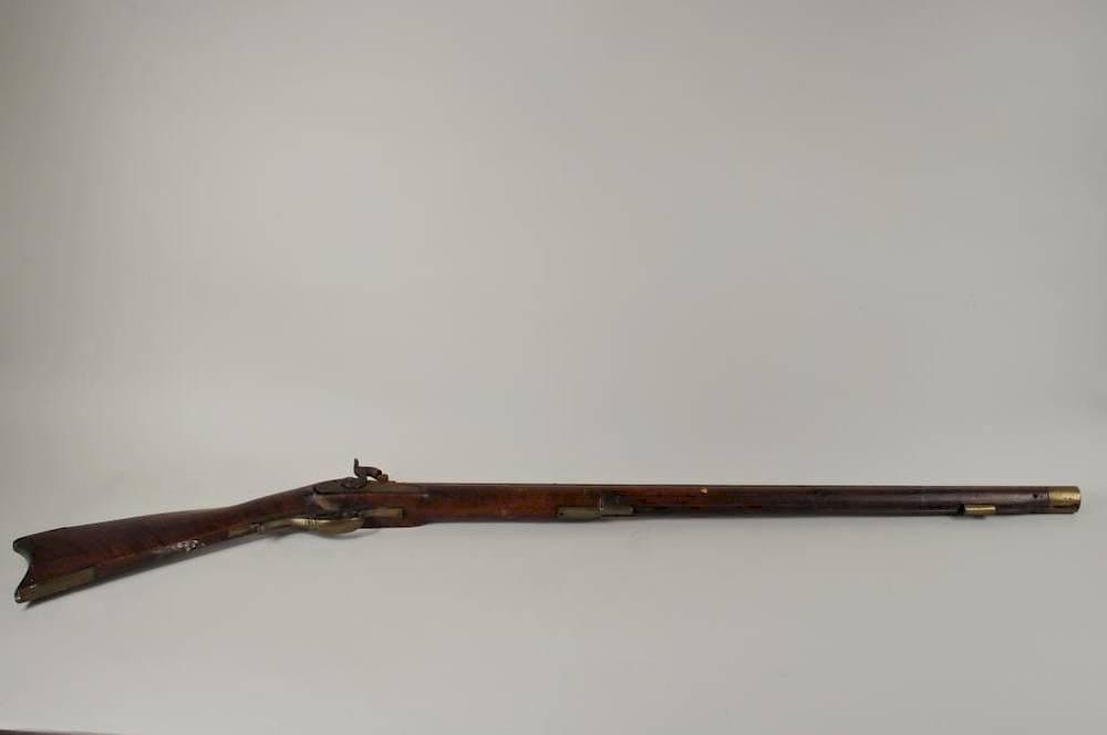 Appraisal: Wood Brass Steel Long Rifle Wood brass and steel long