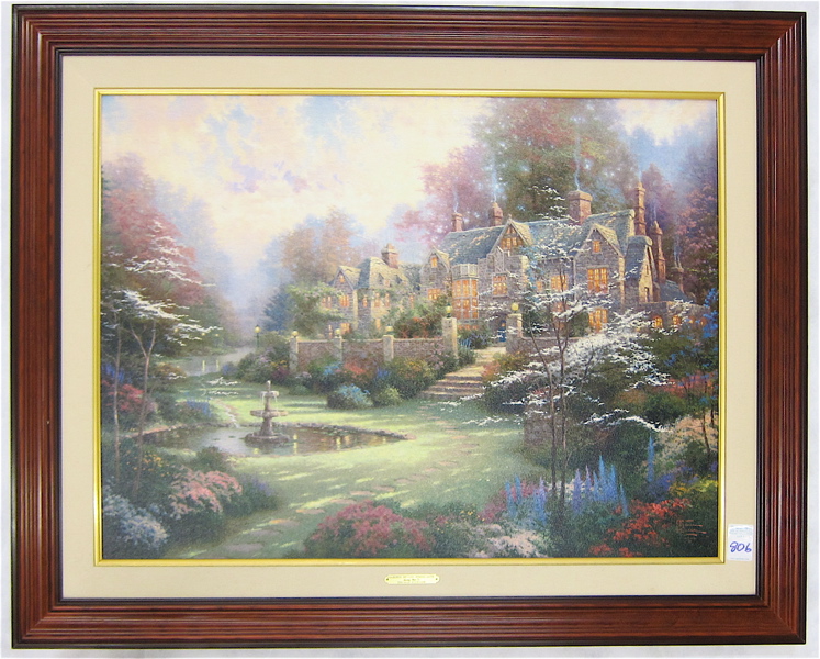 Appraisal: THOMAS KINKADE EMBELLISHED OFFSET LITHOGRAPH ON CANVAS American - Titled