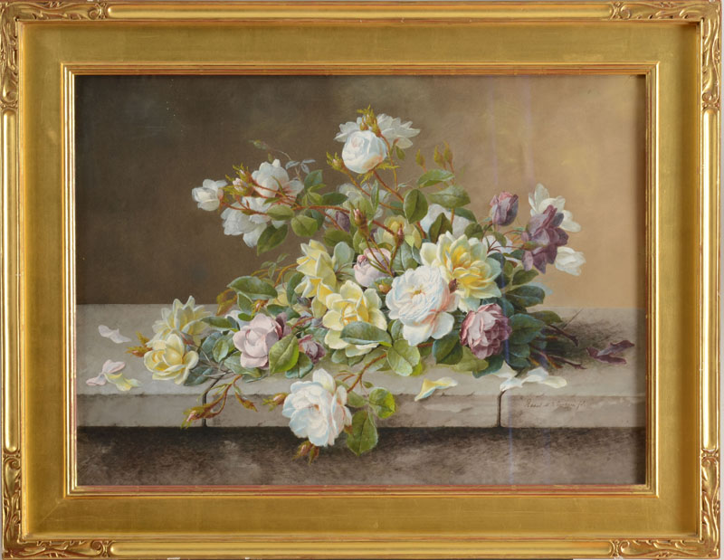 Appraisal: RAOUL DE LONGPR - ROSES Pastel and gouache on paper