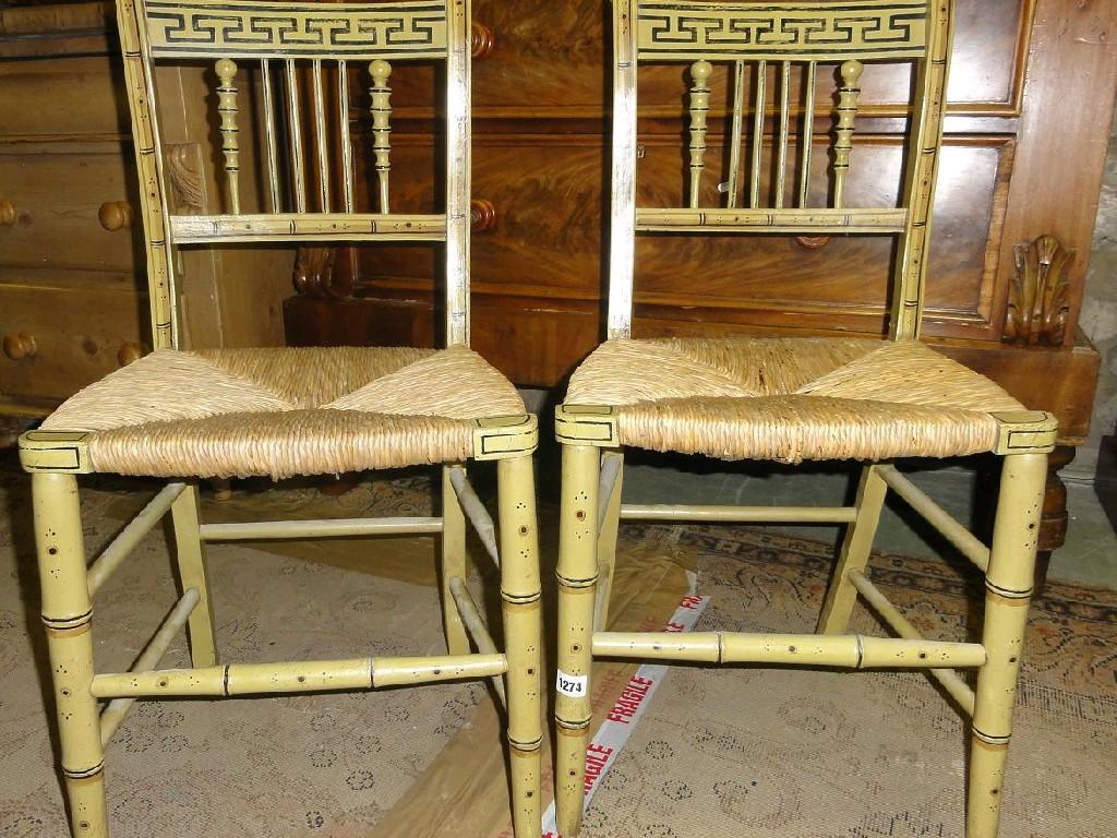 Appraisal: A pair of Regency occasional chairs with rush seats and