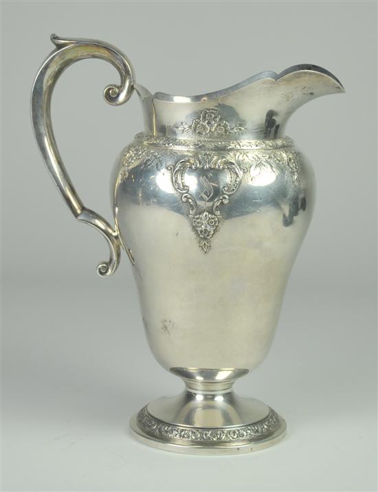 Appraisal: Wallace Sterling Water Pitcher 'Meadow Rose' pattern Marked with Wallace