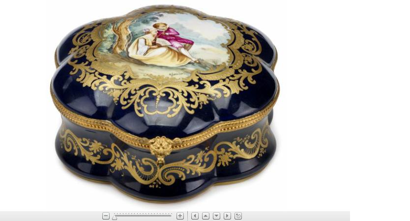 Appraisal: Large Sevres style gilt and painted blue ground porcelain box