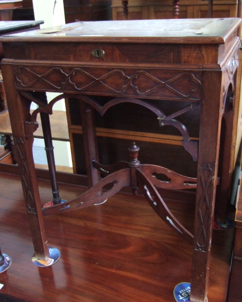 Appraisal: A late th century sewing box on stand the oyster