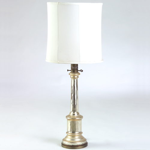 Appraisal: Mercury-glass table lamp with baluster-shaped base two fixtures and white