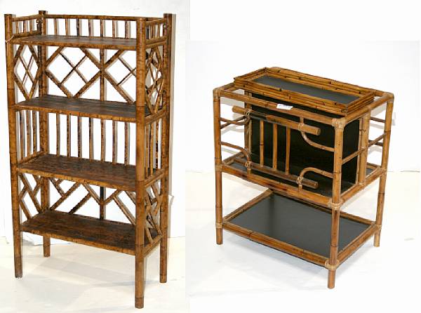 Appraisal: A Contemporary bamboo etagere together with an end table