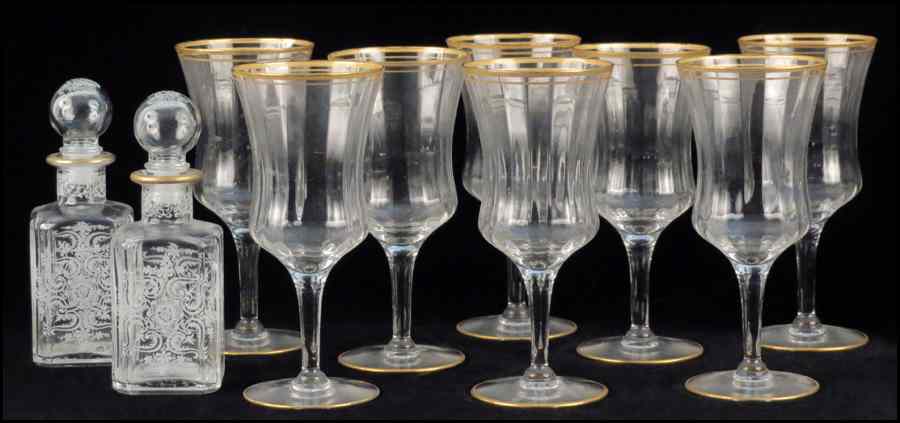 Appraisal: SET OF EIGHT GILT CRYSTAL WATER GOBLETS Together with a