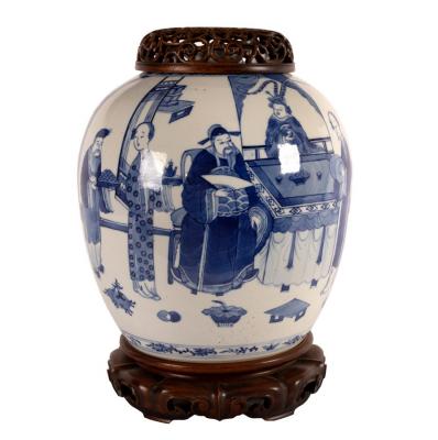 Appraisal: A th Century Chinese blue and white ginger jar decorated