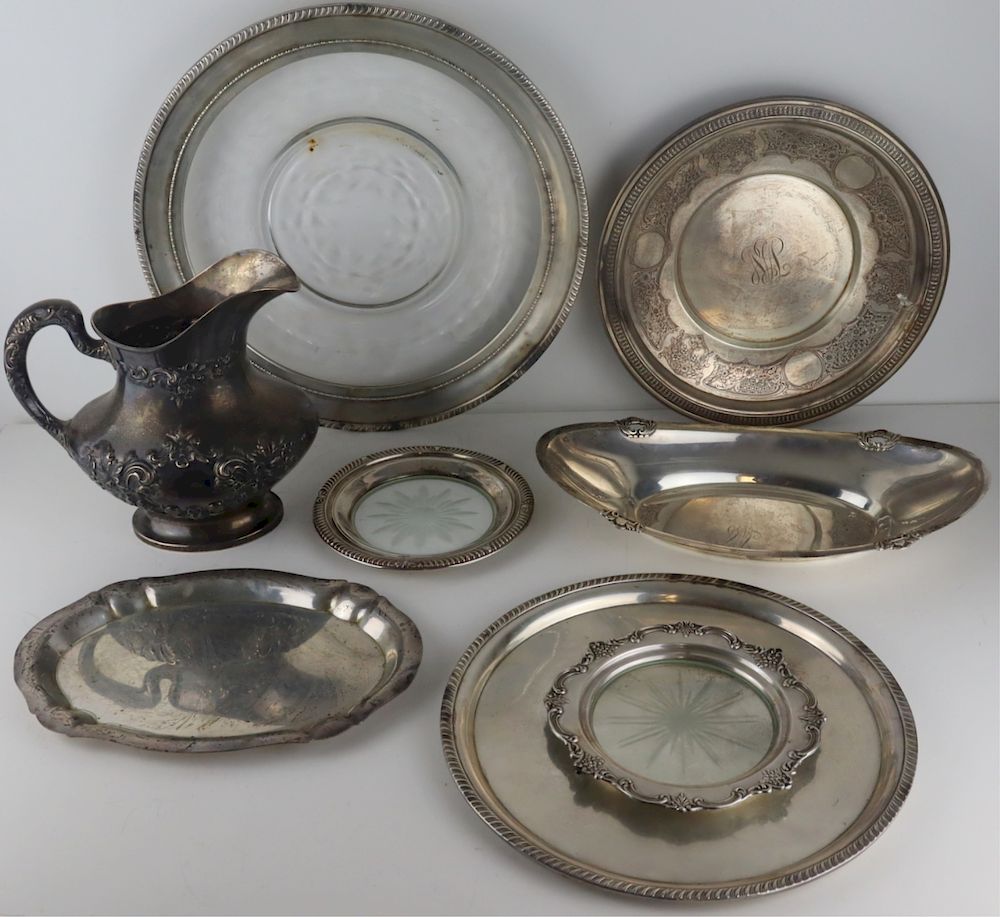 Appraisal: STERLING Assorted Sterling Hollow Ware Grouping Includes a sterling mounted