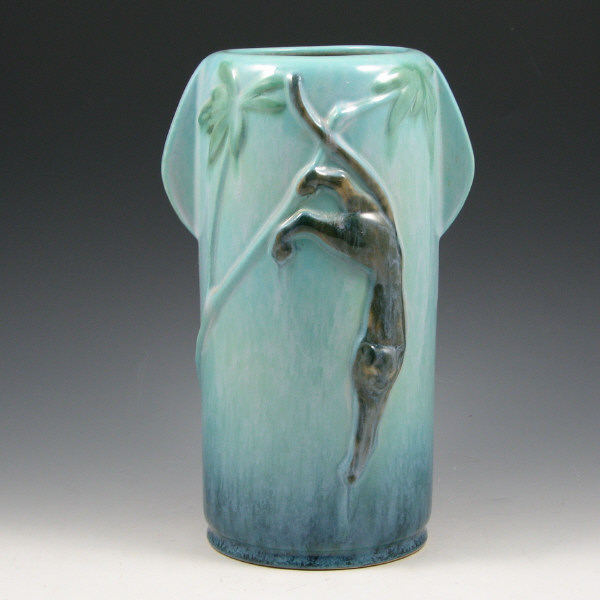 Appraisal: Desirable Roseville Wincraft panther vase in blue with excellent glaze