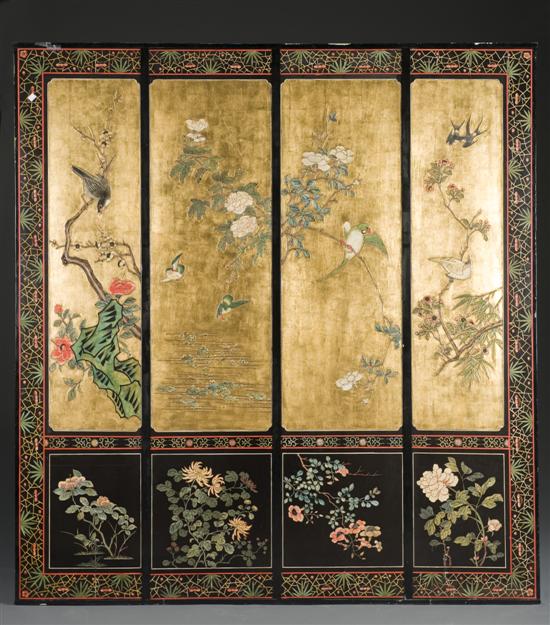 Appraisal: Chinese four panel painted coromandel screen st half th century