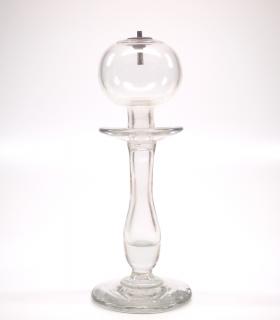 Appraisal: Free An early th century free-blown glass whale oil lamp