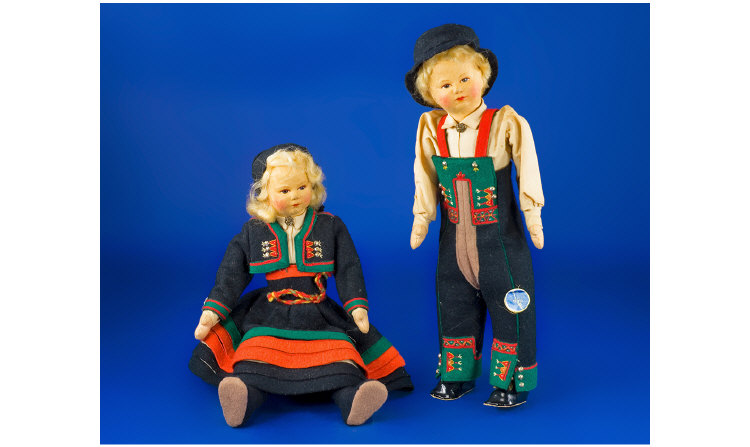 Appraisal: Pair of Norwegian Dolls inches in height