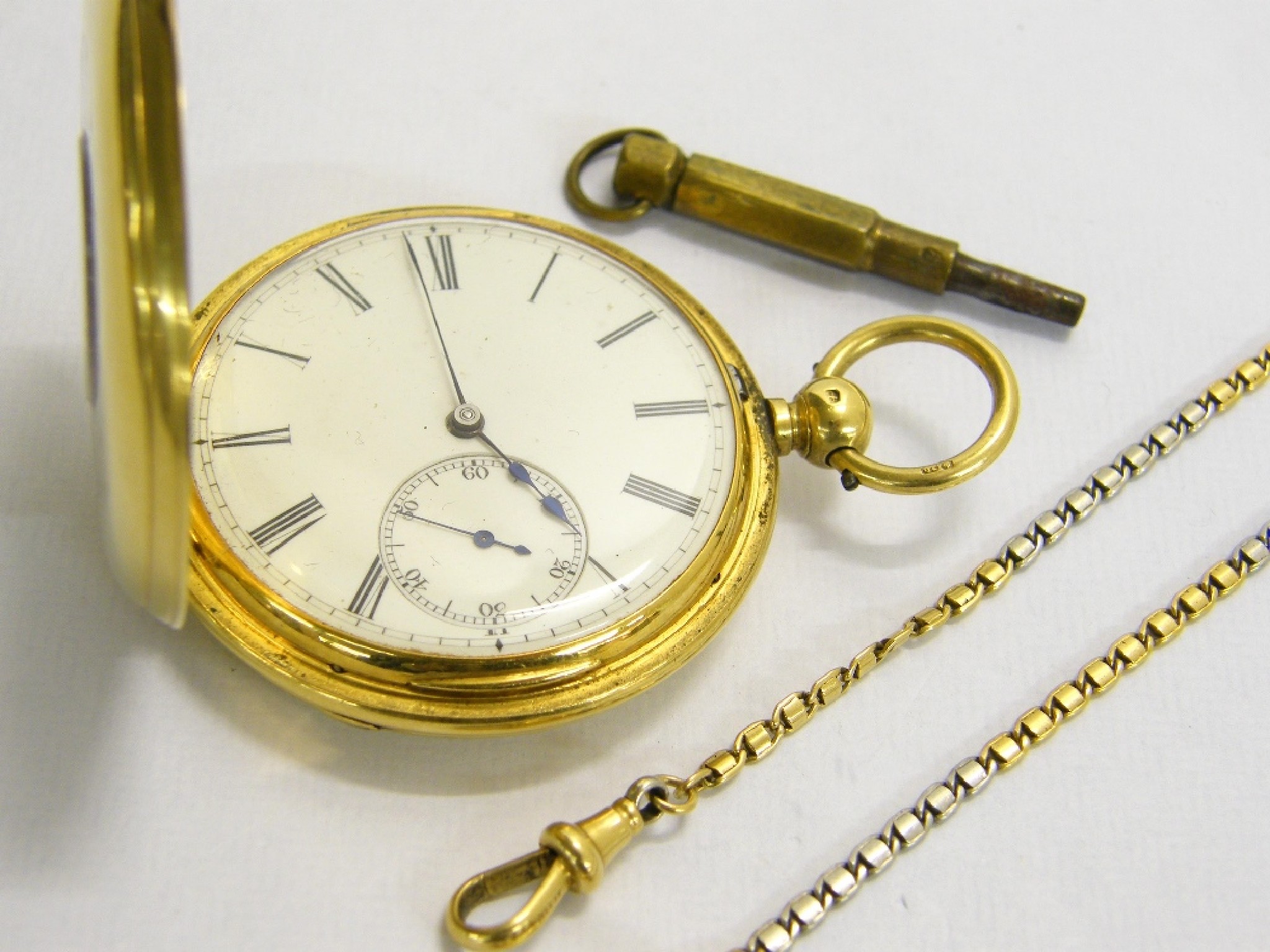 Appraisal: ct fusee lever half hunter pocket watch London three-quarter plate