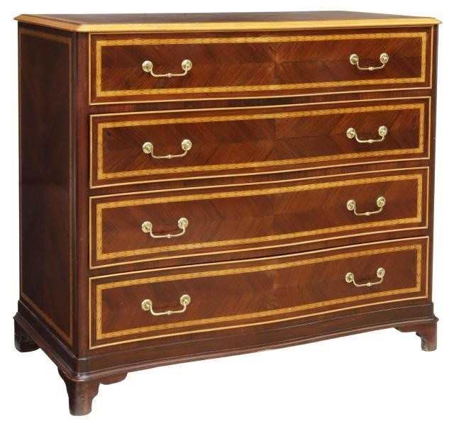 Appraisal: Georgian style rosewood chest of drawers th c serpentine front