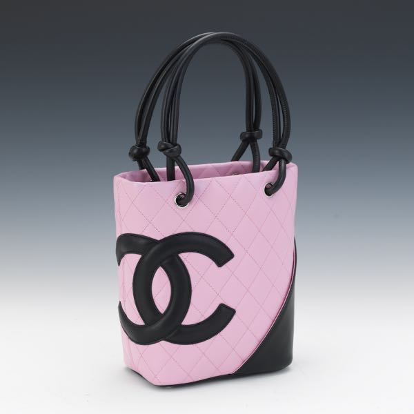 Appraisal: CHANEL CAMBON PETIT TOTE x x Pink and black lamb