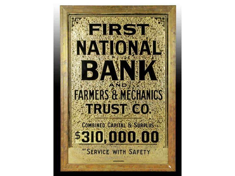 Appraisal: Early First National Bank Gold Reverse-On-Glass Si Description '' x