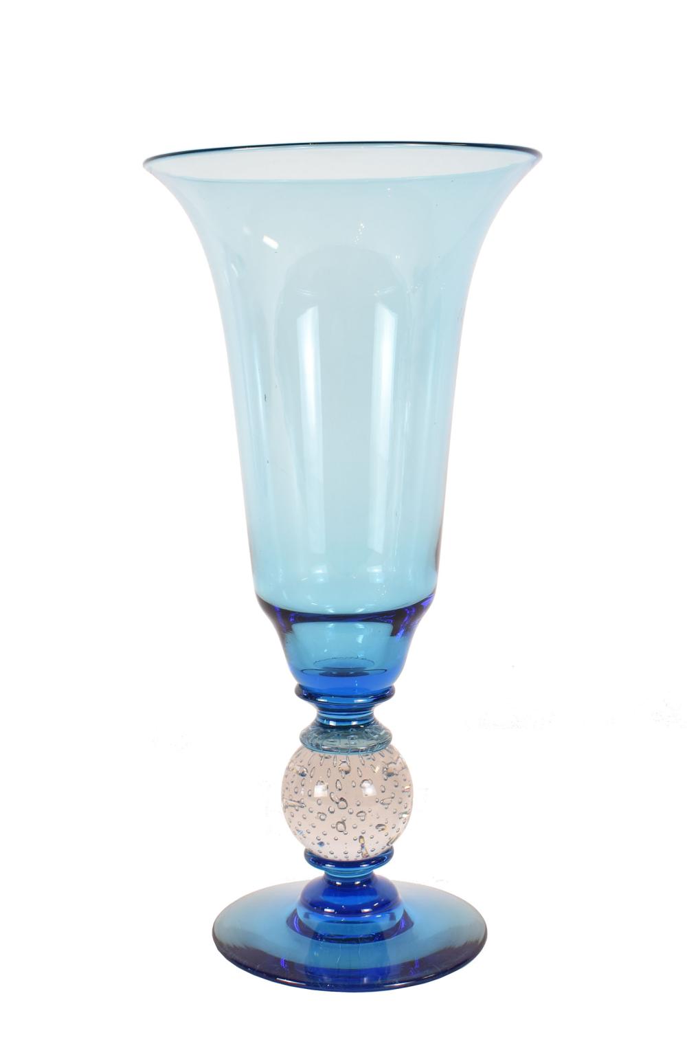 Appraisal: PAIRPOINT AQUA AND COLORLESS GLASS FOOTED VASEThe tapering vase-form body