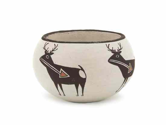 Appraisal: An Acoma Bowl with heart line deer design signed Emma