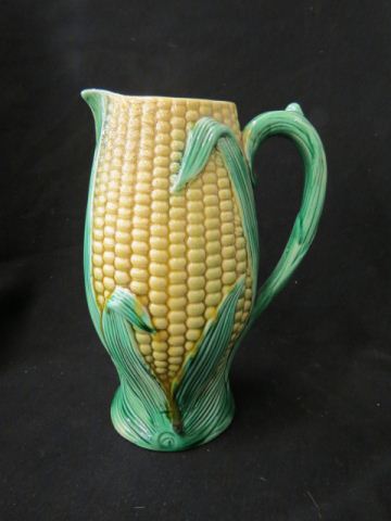 Appraisal: Majolica Pottery Figural Corn Pitcher excellent