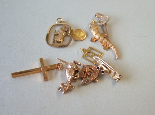 Appraisal: A group of ten pendants and charms including a ct