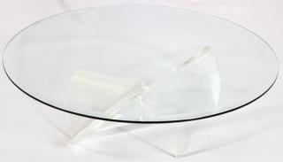 Appraisal: MID-CENTURY MODERN LUCITE AND GLASS COFFEE TABLE H DIA Having