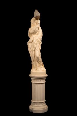 Appraisal: A French lamp modelled as a white plaster figure of