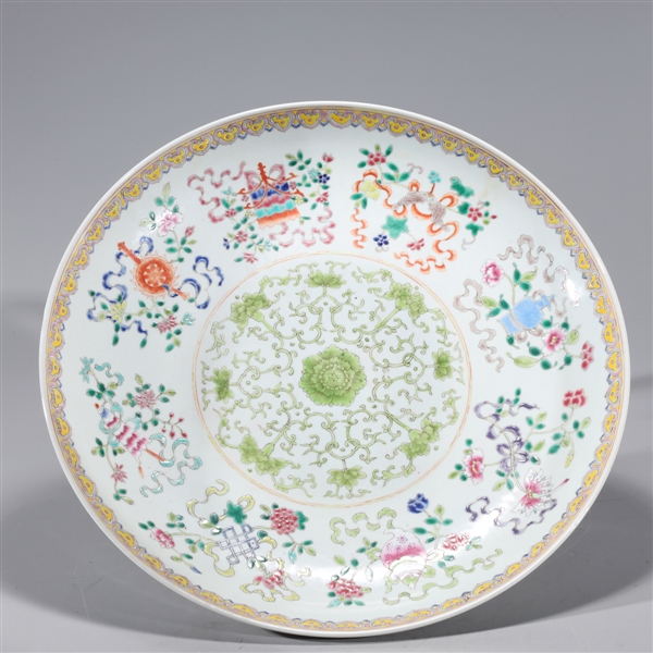 Appraisal: Chinese famille rose enameled porcelain charger with flowers and precious