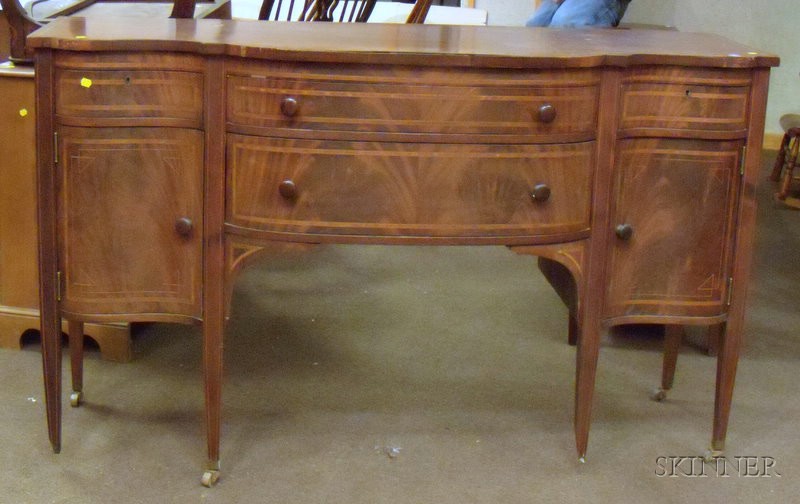 Appraisal: Federal-style Inlaid Mahogany and Mahogany Veneer Swell-front Sideboard