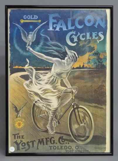 Appraisal: Reproduction poster ''Falcon Cycles'' framed Frame size '' x ''