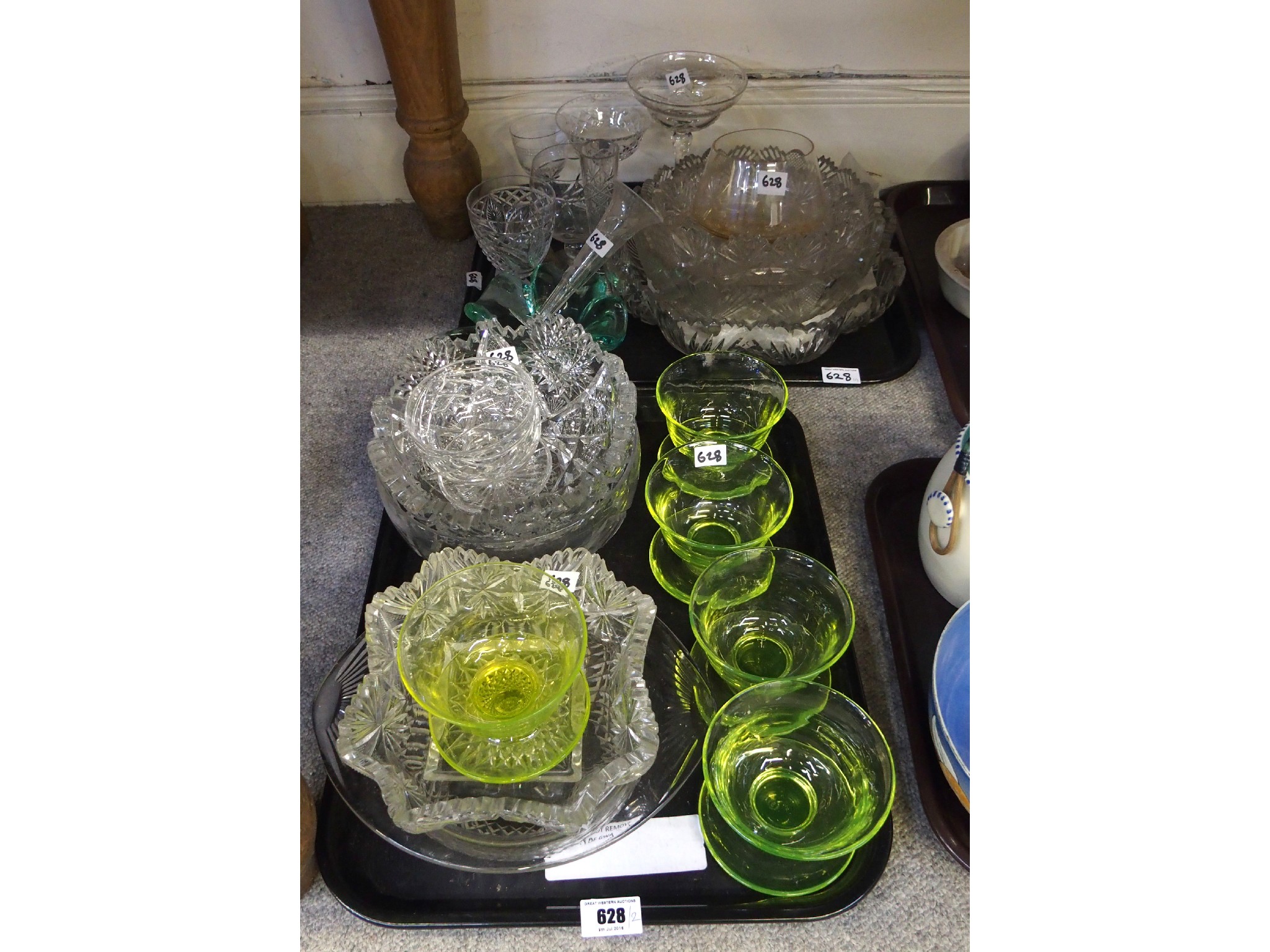 Appraisal: Five Edinburgh crystal uranium glass sundae dishes and assorted other