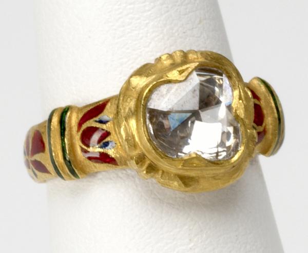 Appraisal: JAIPUR DIAMOND RING k yg enameled and contra enameled band