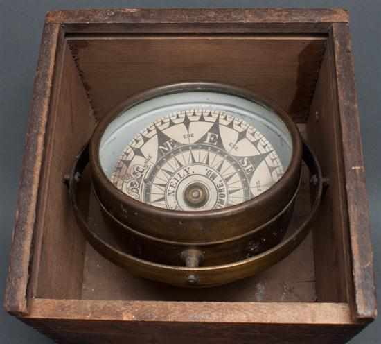 Appraisal: American brass and glass ship's compass ''J W Neily Baltimore