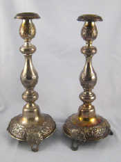 Appraisal: A pair of Shabat candlesticks marked M C Sterling ht