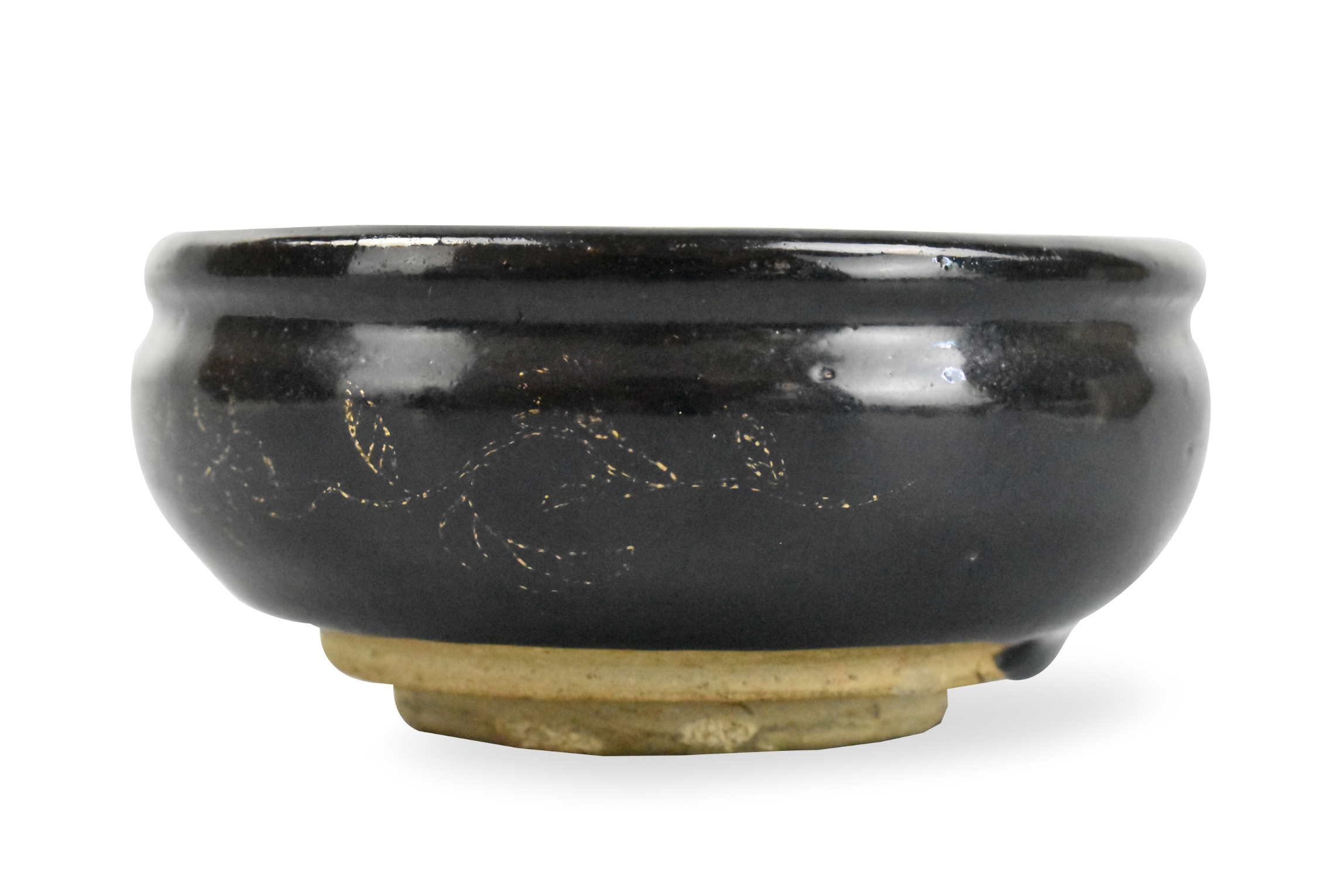 Appraisal: A Chinese gilt black glazed alm bowl dating from the