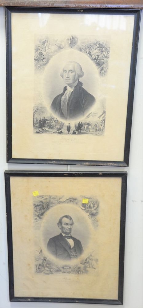 Appraisal: Five Piece Group to include engravings of Abraham Lincoln and