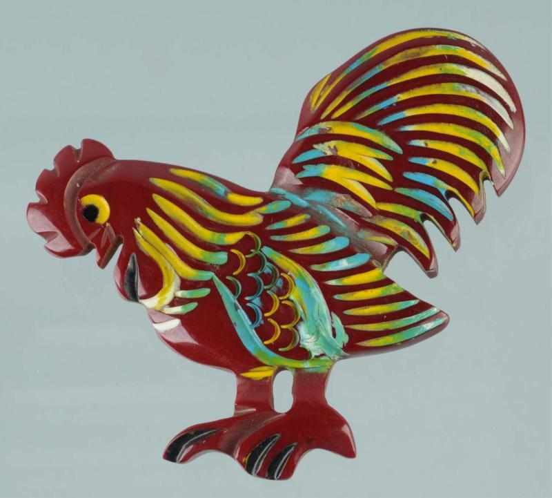 Appraisal: Vintage Bakelite Handsome Red Rooster Pin Description Original paint Condition