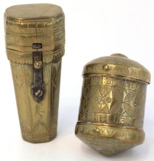 Appraisal: Dutch Antique Brass Snuff Boxes th century the first of