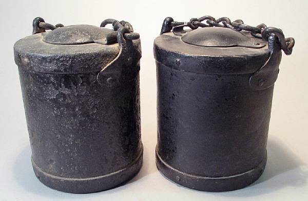 Appraisal: A lot of two American artillery tar grease buckets rd