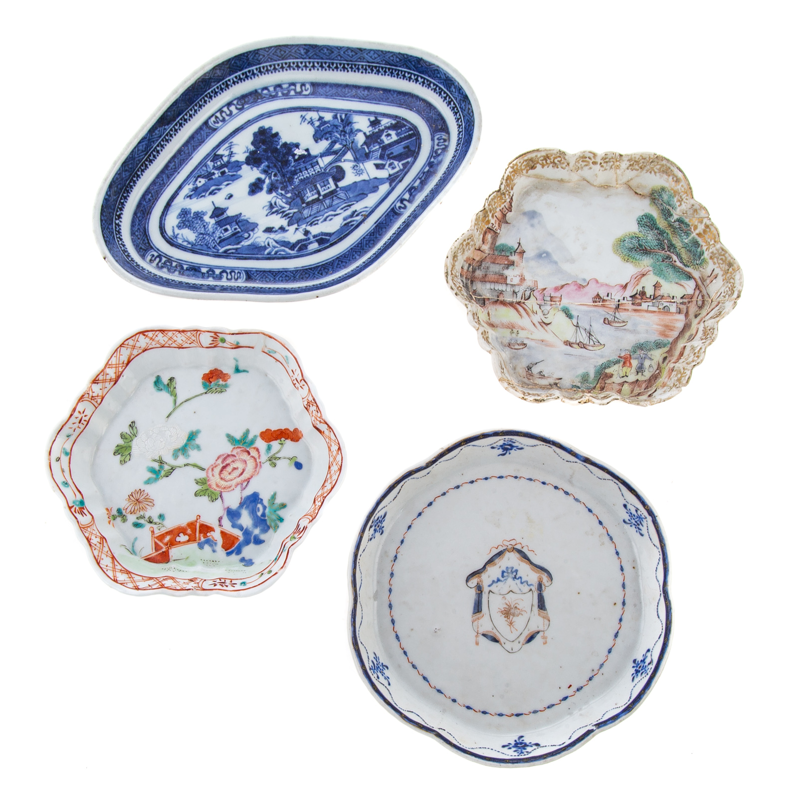 Appraisal: FOUR CHINESE EXPORT PORCELAIN TEAPOT STANDS th and th centuries