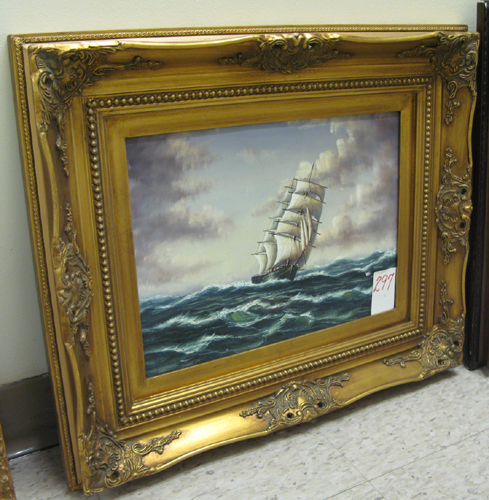 Appraisal: OIL ON CANVAS Sailing ship on a story sea in