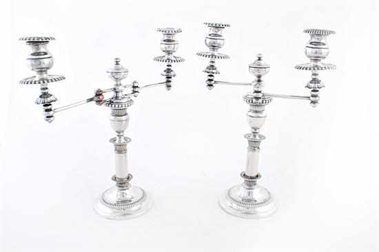 Appraisal: Unusual pair English Sheffield fused plate candelabra circa pivoting detachable