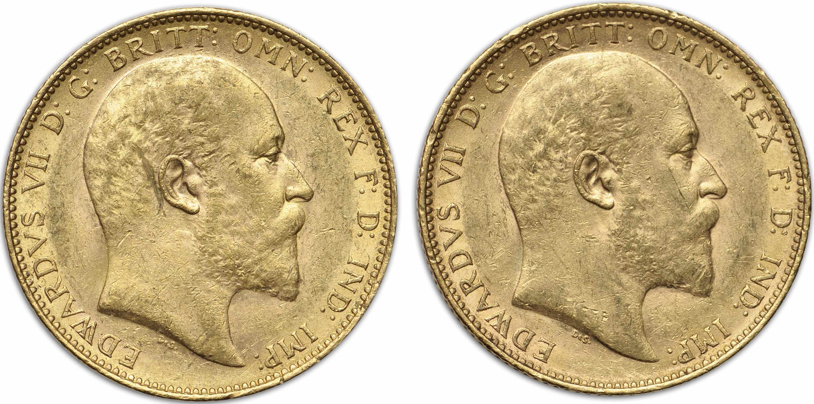 Appraisal: Australia Edward VII Sovereigns -M KM- Traces of luster remain