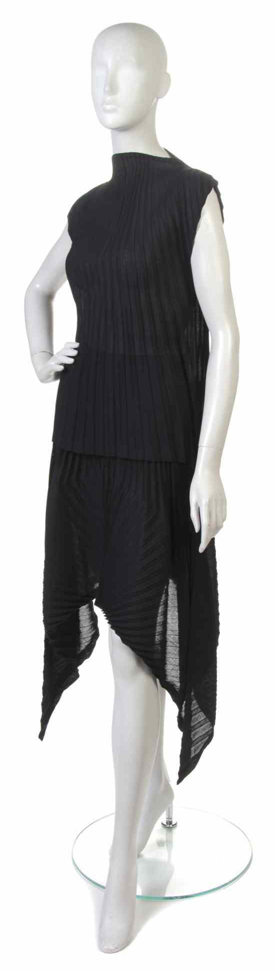 Appraisal: An Issey Miyake Black Sheer Wool Two Piece Dress Labeled