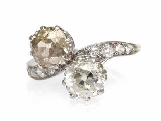 Appraisal: An Edwardian Platinum and Diamond Toi et Moi Ring in