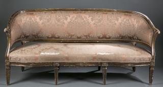 Appraisal: Louis XVI style sofa th century French marquetry table with