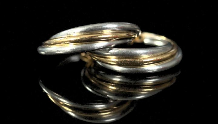 Appraisal: Pair of Platinum and Eighteen-Karat Yellow Gold Triple-Hoop Earrings each