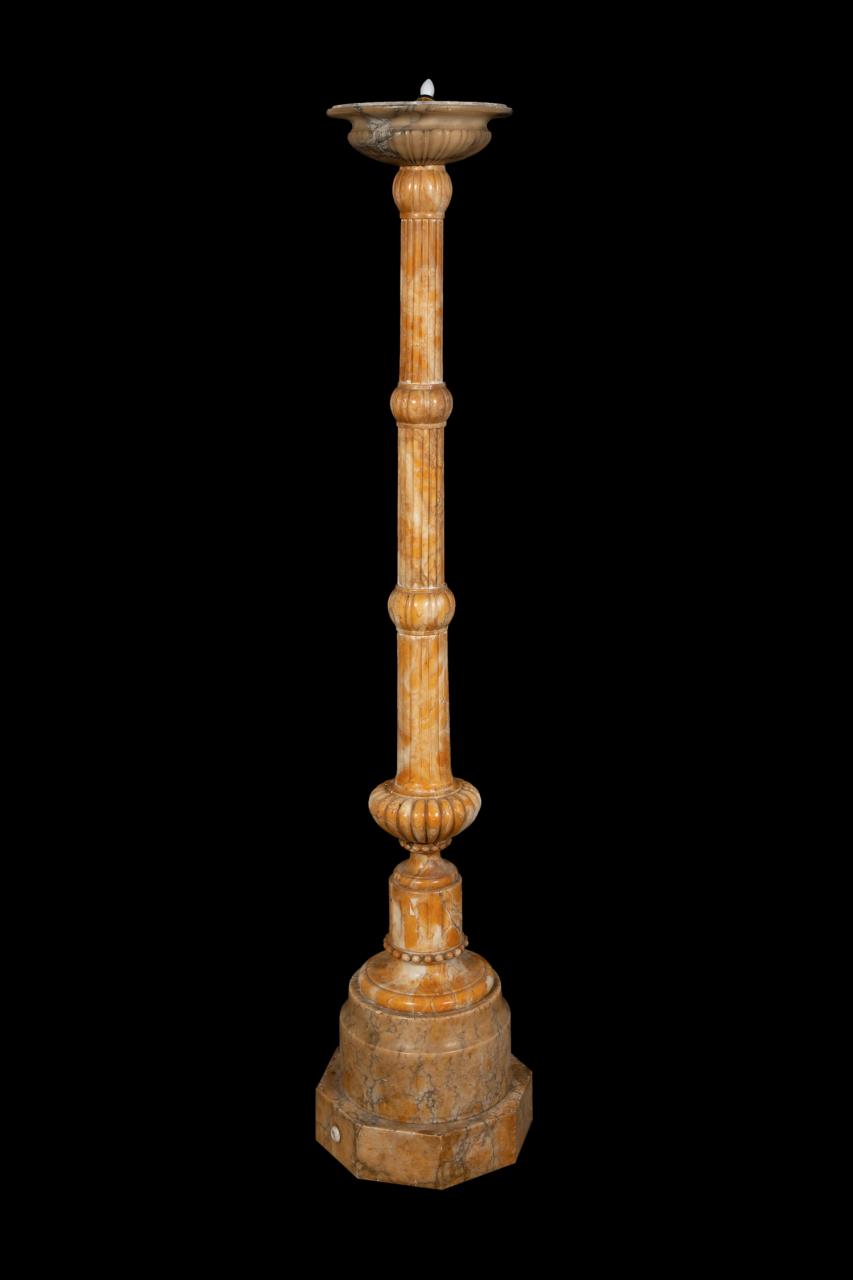 Appraisal: ITALIAN SIENNA MARBLE TONE ALABASTER FLOOR LAMP Italian School Neoclassical