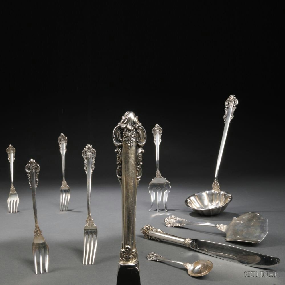 Appraisal: Camusso Viena Pattern Sterling Silver Flatware Service Lima Peru mid