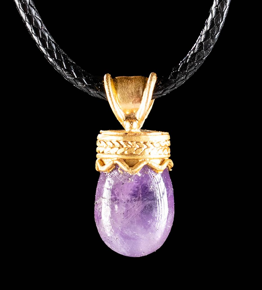 Appraisal: Wearable Elegant Roman Gold Amethyst Pendant Roman Imperial Period ca